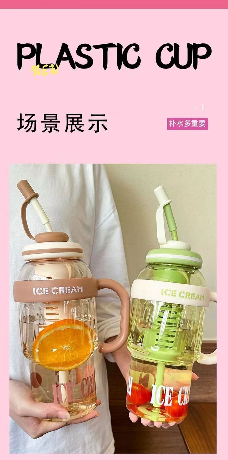 Summer Cute Belly Water Bottle with Straw & Tea Infuser, Portable Plastic Juice, Milk & Tea Cup (Eco-Friendly, Leakproof)
