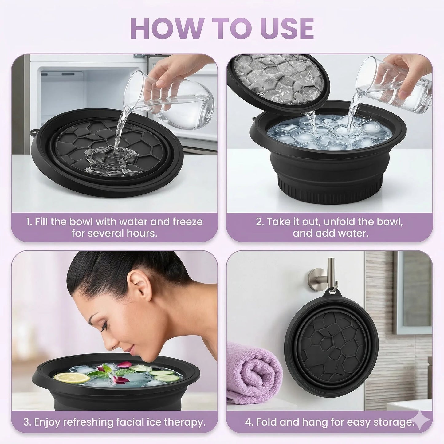 Portable Skincare Facial Ice Therapy Large Bowl for Face Ice Bath