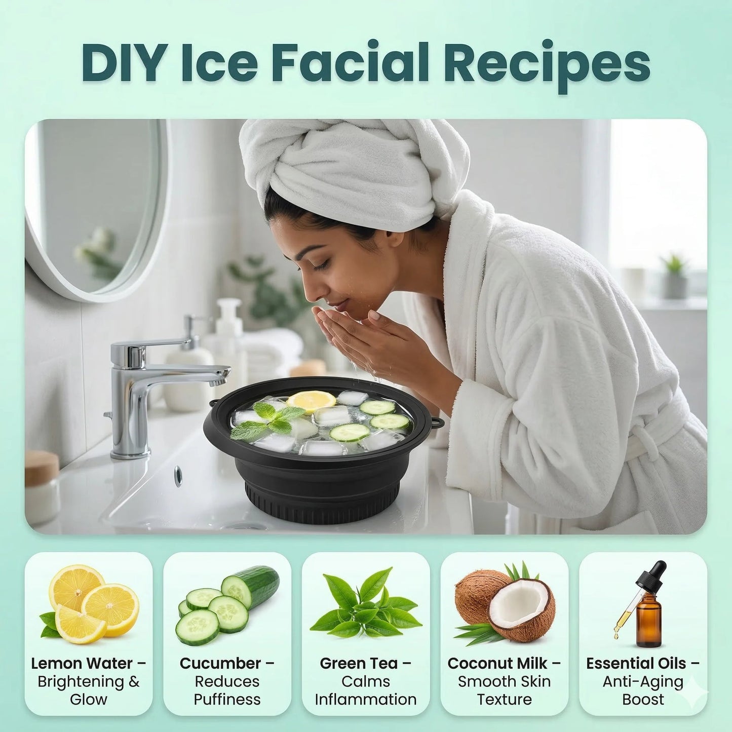 Portable Skincare Facial Ice Therapy Large Bowl for Face Ice Bath